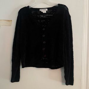 Karen Kanye’s Petites Black Crop Button-up Sweater